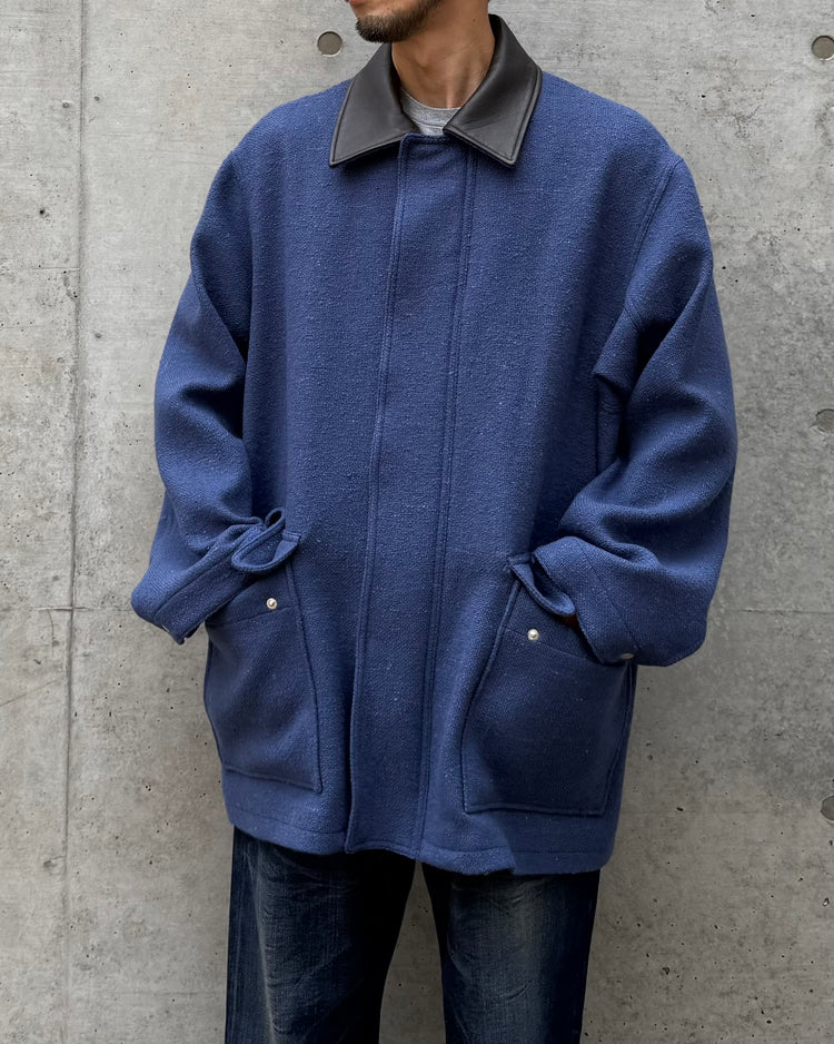 AURALEE / HOMESPUN TWEED ZIP BLOUSON / DUSTY BLUE / A26AB01HT