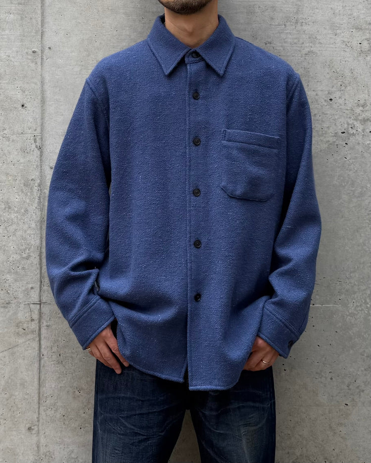 AURALEE / HOMESPUN TWEED SHIRT BLOUSON / DUSTY BLUE / A26AS02HT