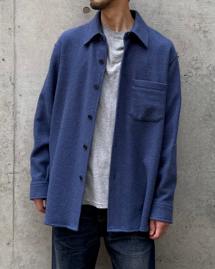 AURALEE / HOMESPUN TWEED SHIRT BLOUSON / DUSTY BLUE / A26AS02HT