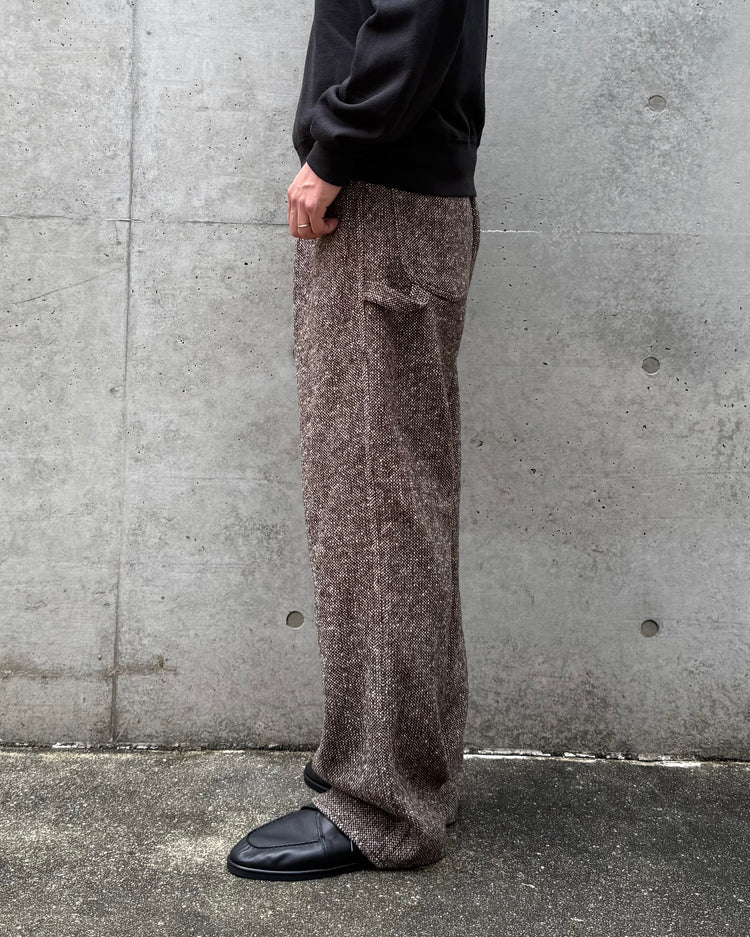 AURALEE / HOMESPUN TWEED PAINTER PANTS / MIX BROWN / A26AP03HT