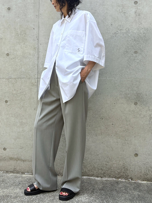 CLANE / HALF SLEEVE HUGE SHIRTS / WHITE / 10122-4233