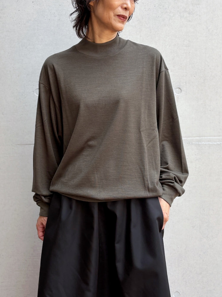 08sircus / Wool jersey mock neck top / D.khaki / S26AW-CS04