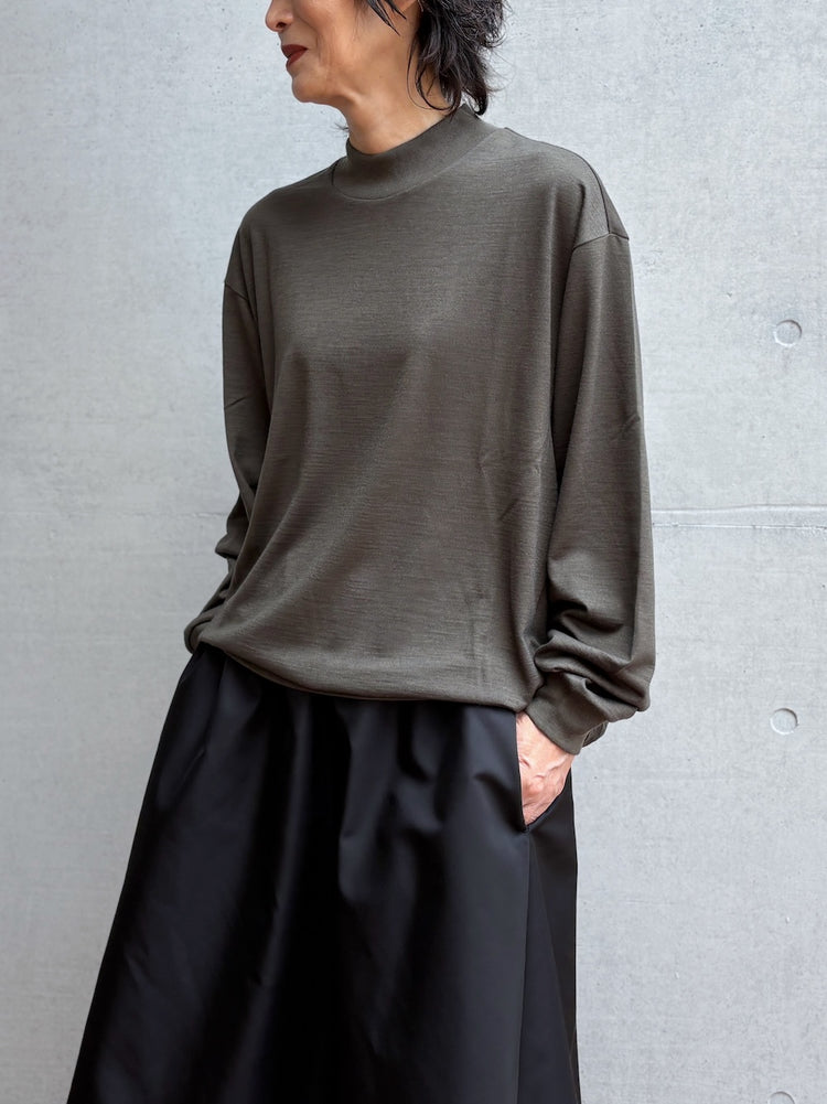 08sircus / Wool jersey mock neck top / D.khaki / S26AW-CS04