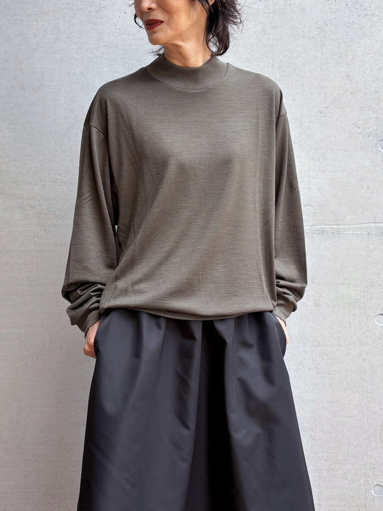 08sircus / Wool jersey mock neck top / D.khaki / S26AW-CS04