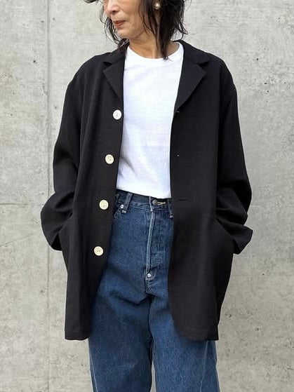 SOPHIE TALKS ABOUT THE WEATHER / SHELL BUTTON JACKET / BLACK / COM-26S-JK03