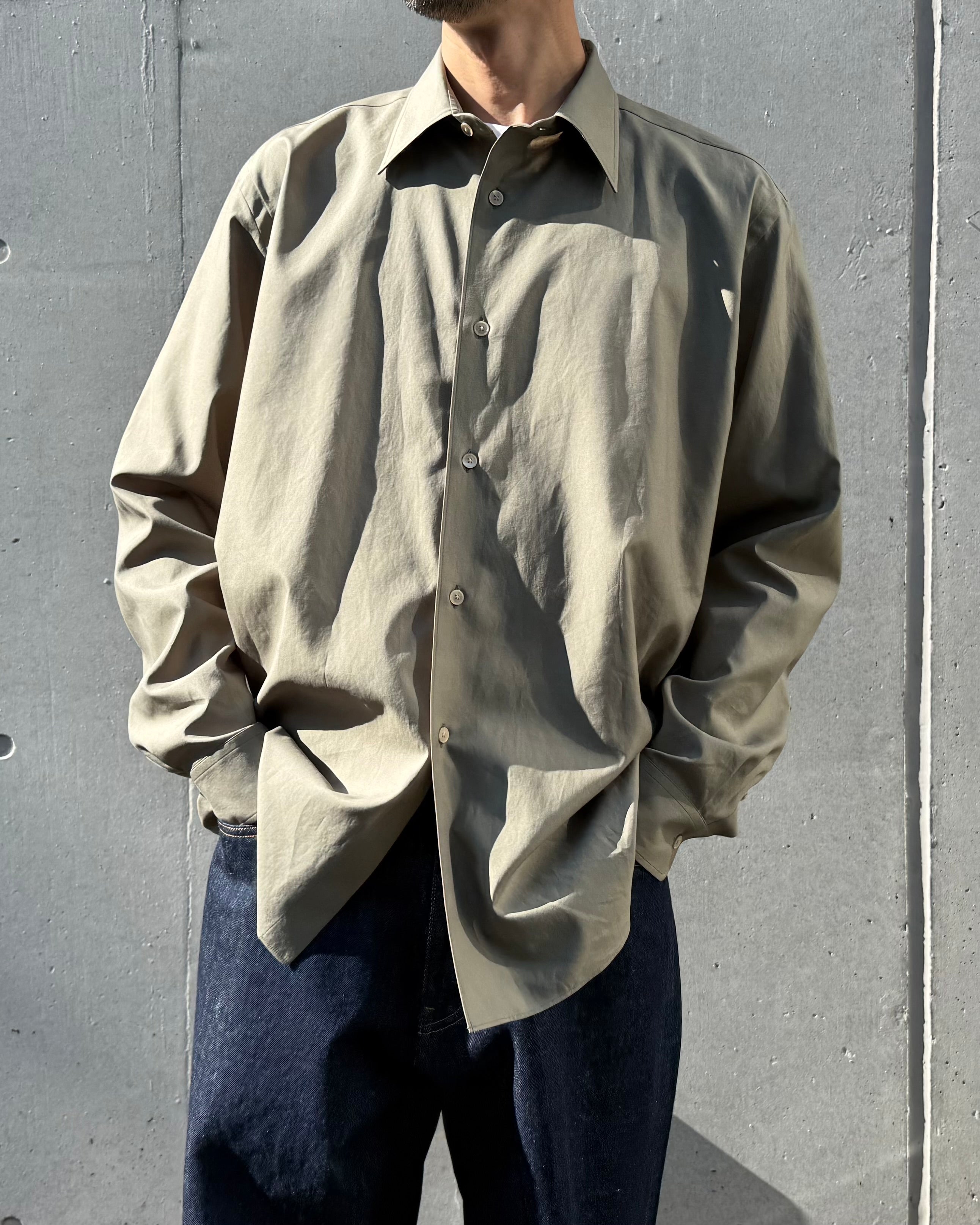 トップス AURALEE WASHED FINX TWILL SHIRT A00S01TN AURALEE / WASHED FINX TWILL SHIRT / OLIVE / A00S01TN
