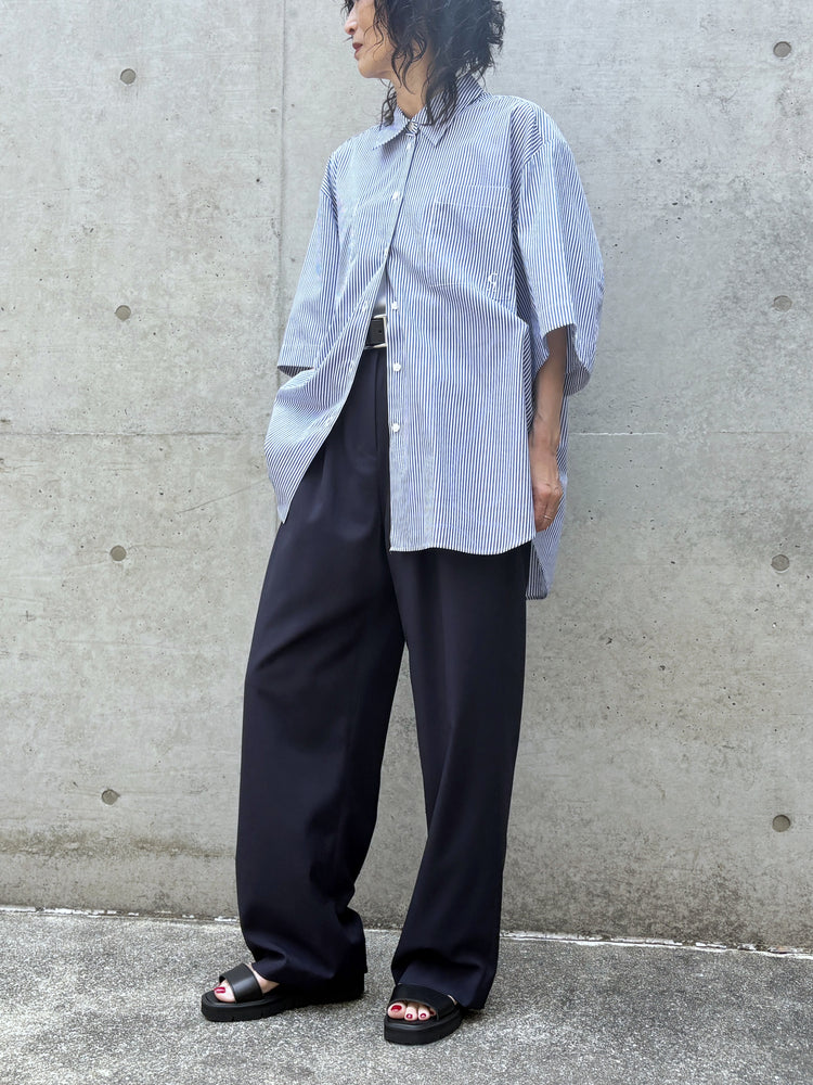CLANE / HALF SLEEVE HUGE SHIRTS / STRIPE / 10122-4233