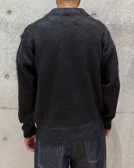 AURALEE / BRUSHED SUPER KID MOHAIR KNIT POLO / INK BLACK / A26AP01KM