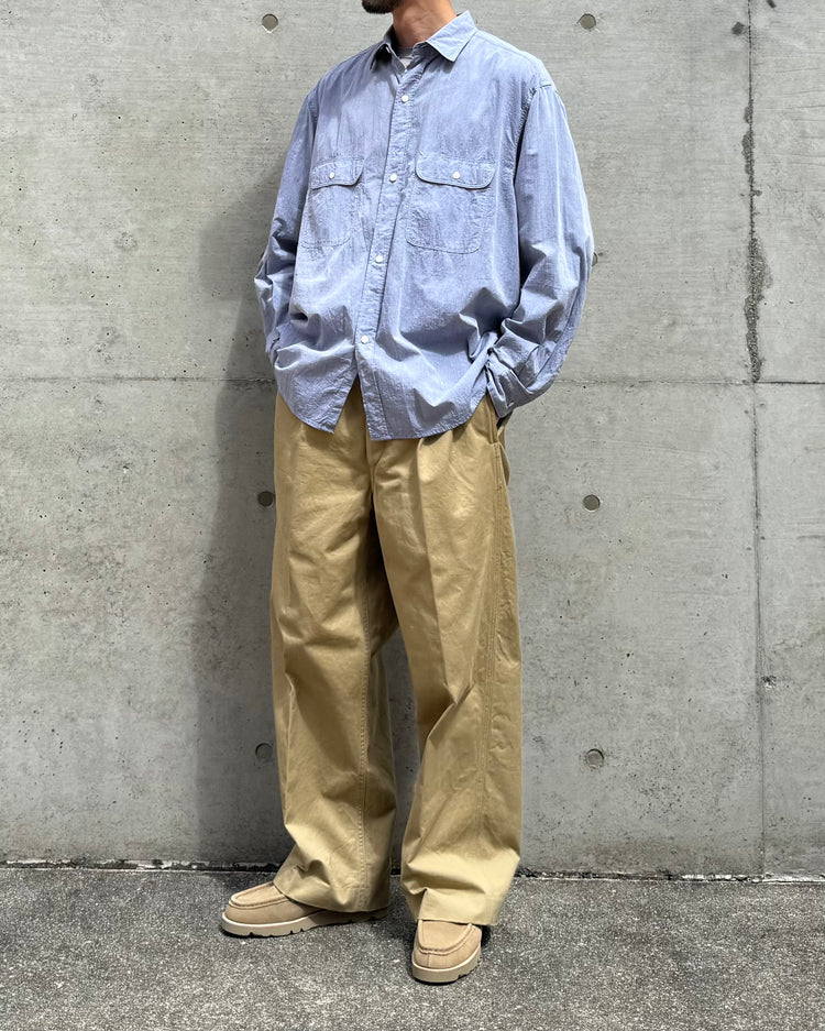 blurhmsROOTSTOCK / Hard Twist Chambray Work Shirts L/S / Sax Blue