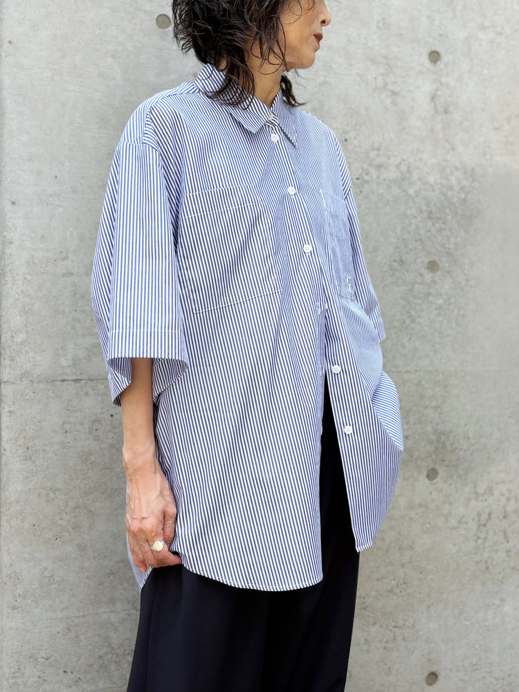 CLANE / HALF SLEEVE HUGE SHIRTS / STRIPE / 10122-4233