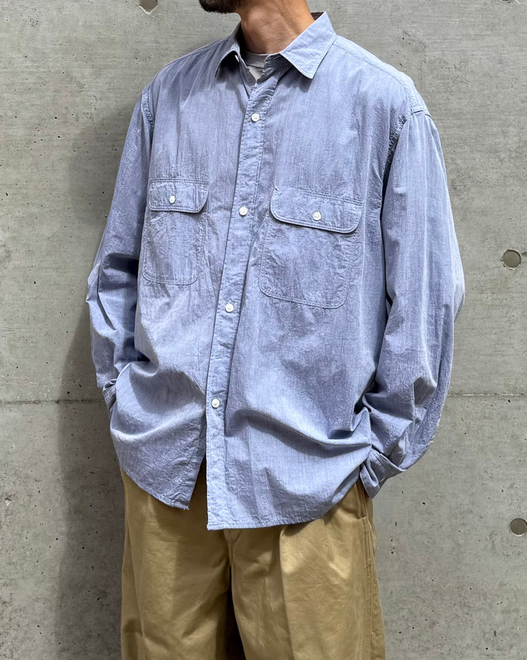 blurhmsROOTSTOCK / Hard Twist Chambray Work Shirts L/S / Sax Blue