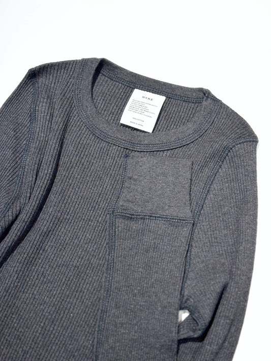 HYKE / LONG-SLV TEE / CHARCOAL / 12401