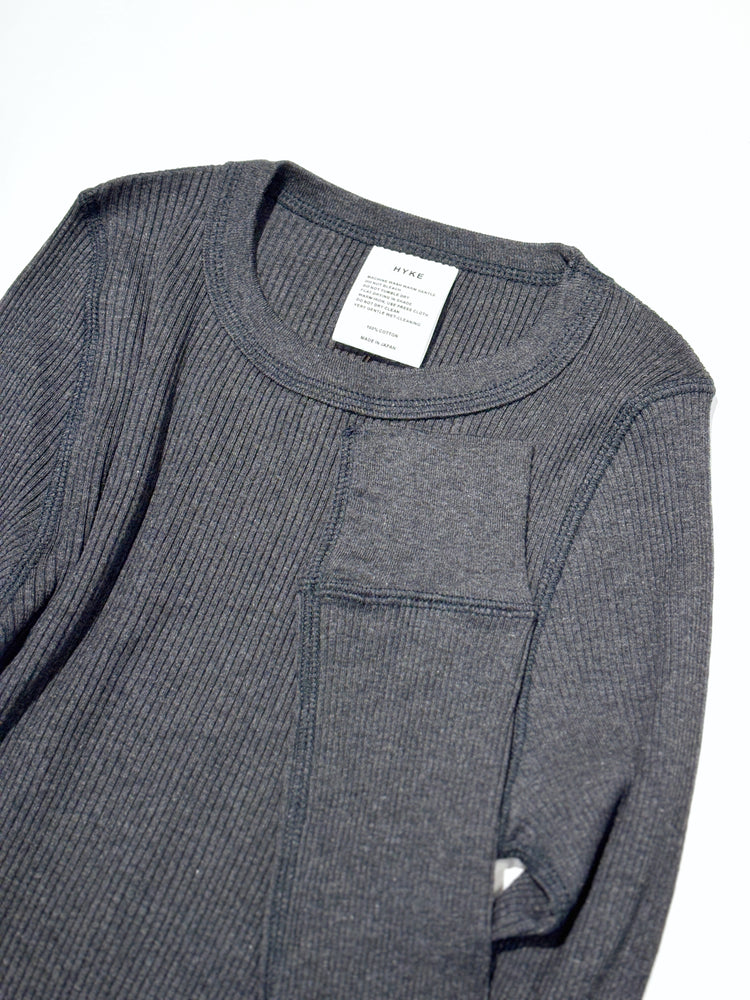 HYKE / LONG-SLV TEE / CHARCOAL / 12401