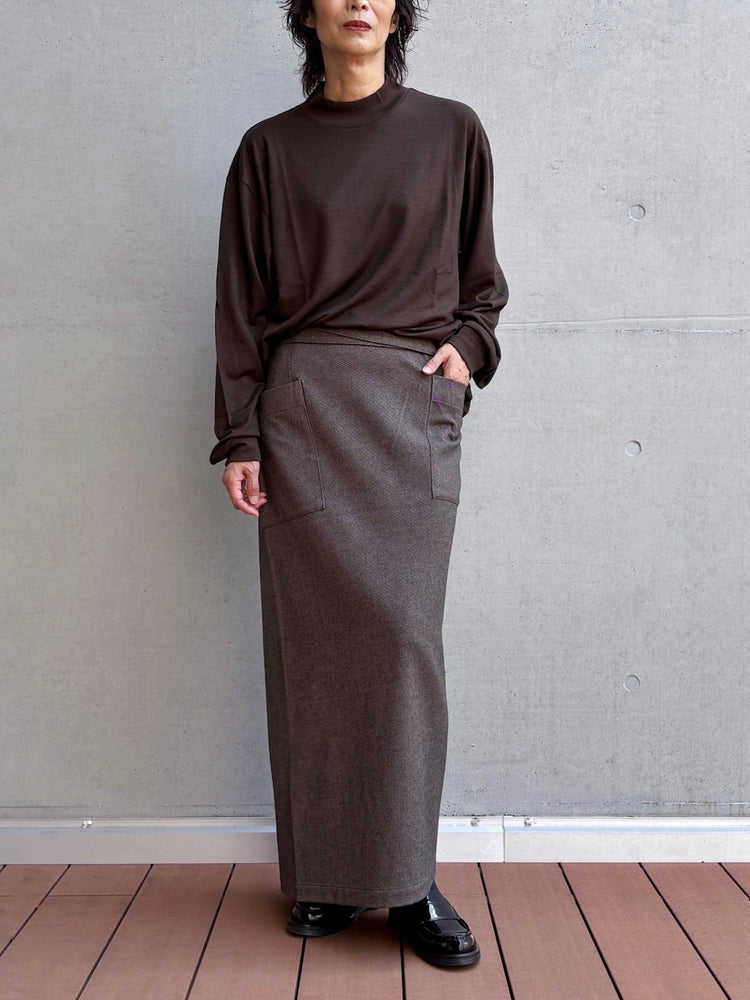 08sircus / Wool jersey mock neck top / D.brown / S26AW-CS04