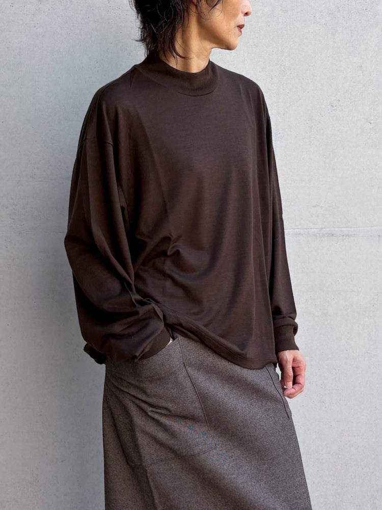 08sircus / Wool jersey mock neck top / D.brown / S26AW-CS04