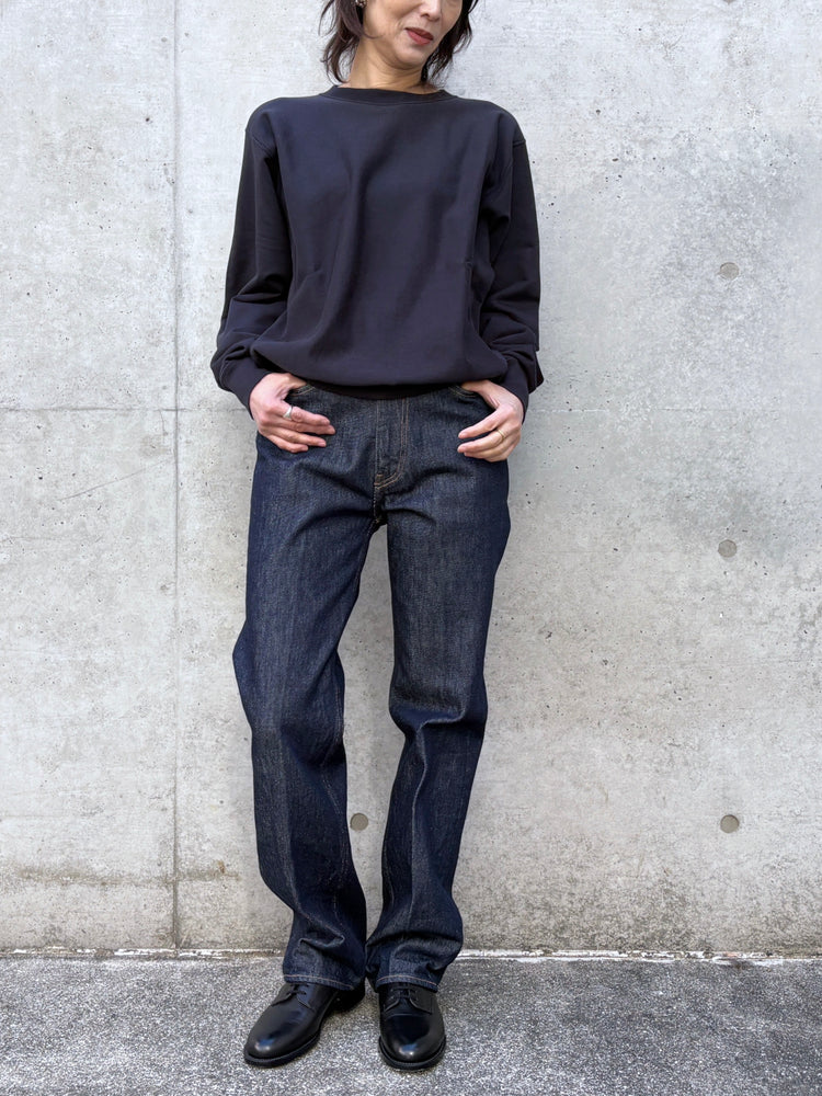 AURALEE / ELASTIC HIGH GAUGE SWEAT P/O / INK BLACK /