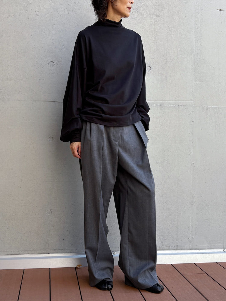 08sircus / Organic cotton jersey suede finish dolman top / black / S26AW-CS05
