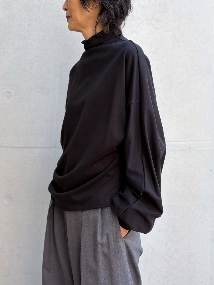 08sircus / Organic cotton jersey suede finish dolman top / black / S26AW-CS05