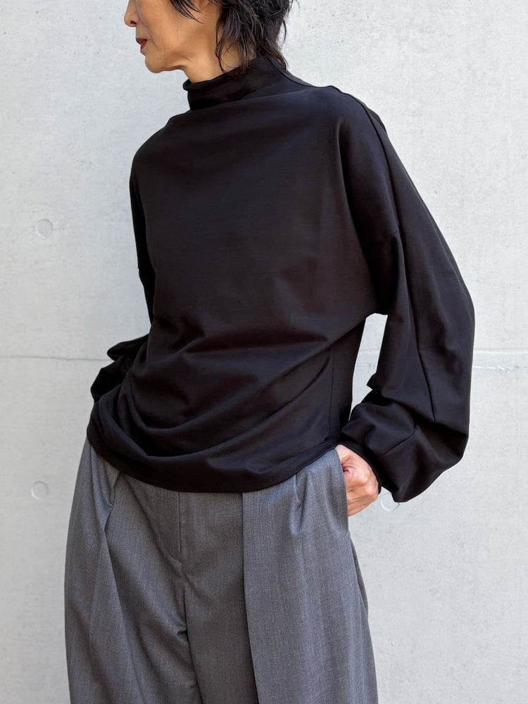 08sircus / Organic cotton jersey suede finish dolman top / black / S26AW-CS05