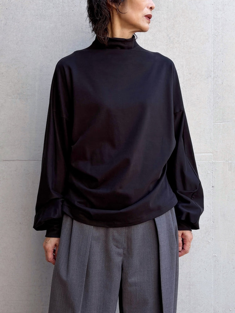 08sircus / Organic cotton jersey suede finish dolman top / black / S26AW-CS05