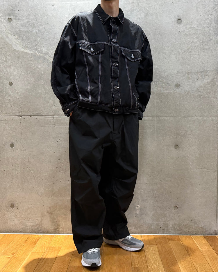 COMME des GARCONS HOMME / ナイロンスパンツイル 製品染め トラッカージャケット / HP-J014-051 / BLACK