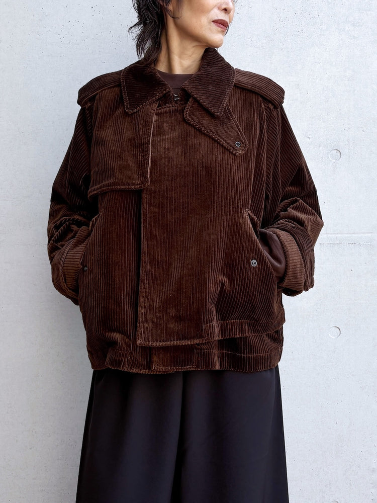 08sircus / Corduroy layered short trench / brown / S26AW-OT17