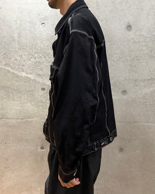 COMME des GARCONS HOMME / ナイロンスパンツイル 製品染め トラッカージャケット / HP-J014-051 / BLACK
