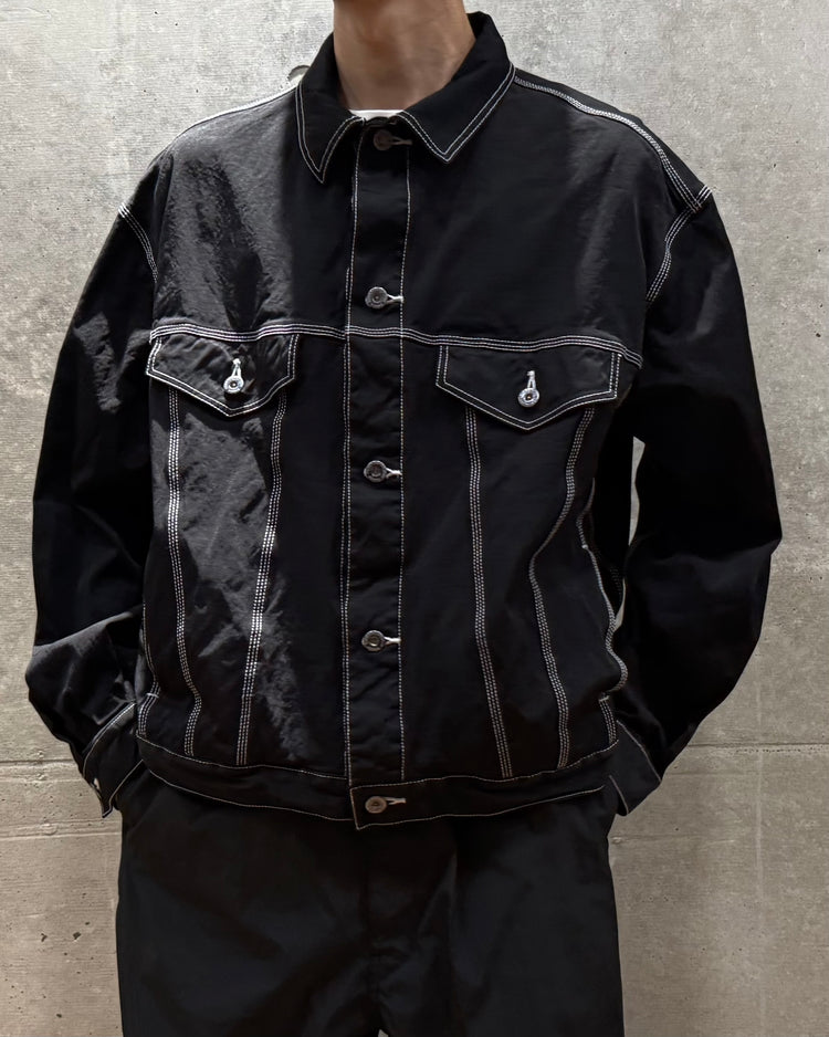 COMME des GARCONS HOMME / ナイロンスパンツイル 製品染め トラッカージャケット / HP-J014-051 / BLACK