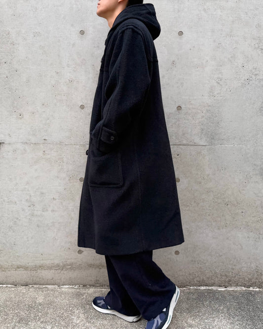 AURALEE / WOOL HERRINGBONE DUFFLE COAT / DARK CHARCOAL / A26AC01WH