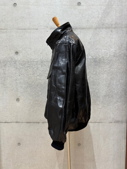 AURALEE / LAMB LEATHER ZIP BLOUSON / BLACK / A25AB01WX
