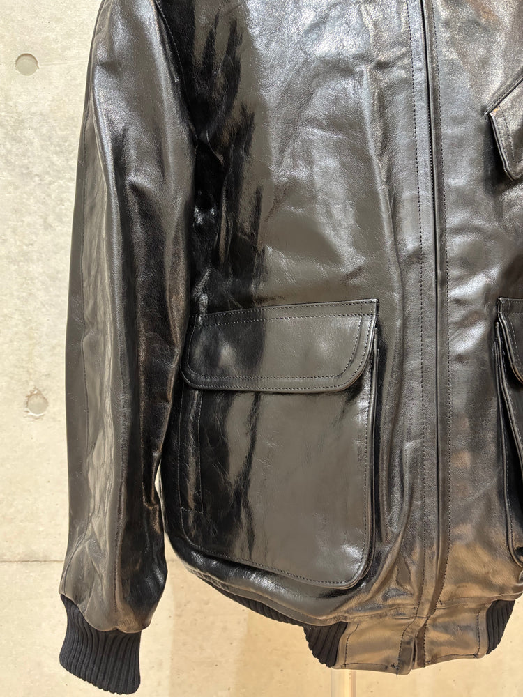 AURALEE / LAMB LEATHER ZIP BLOUSON / BLACK / A25AB01WX