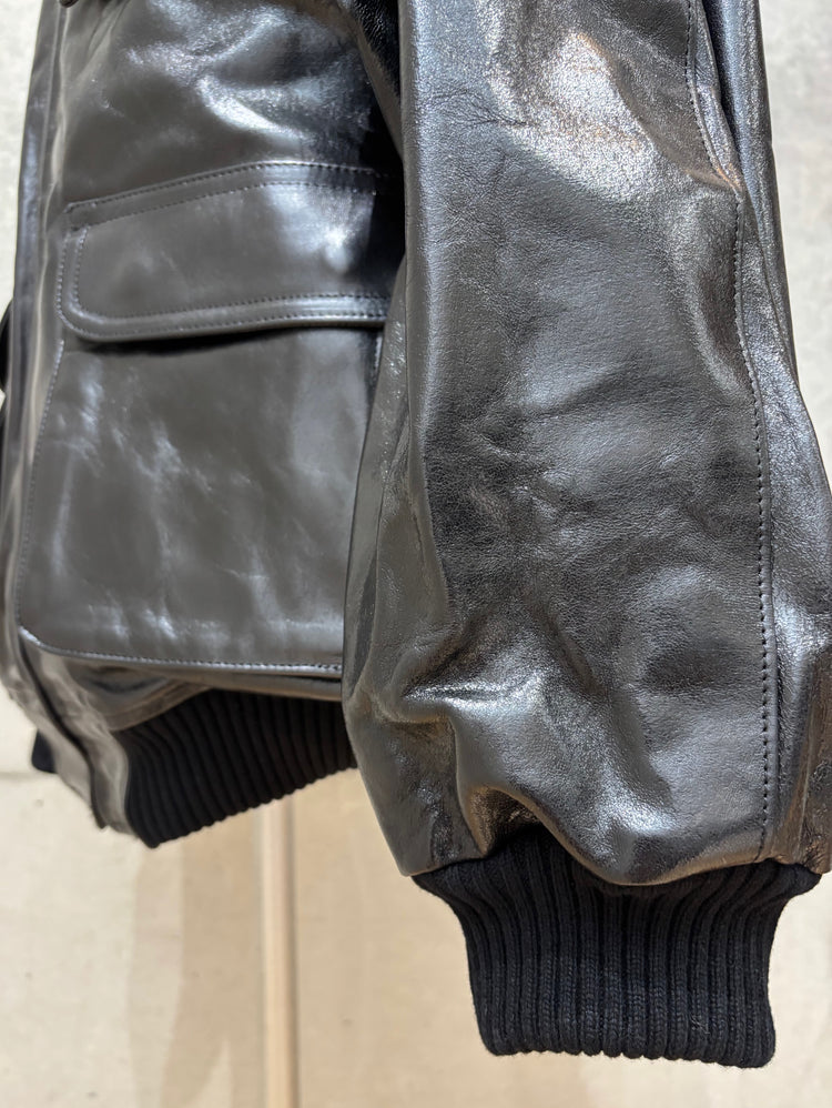 AURALEE / LAMB LEATHER ZIP BLOUSON / BLACK / A25AB01WX