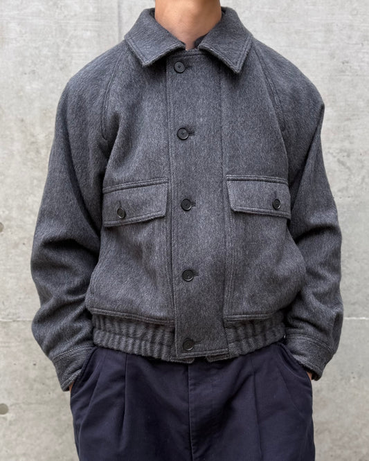 AURALEE / HAIRY WOOL MOHAIR CHAMBRAY BLOUSON / DARK GRAY / A26AB01WB