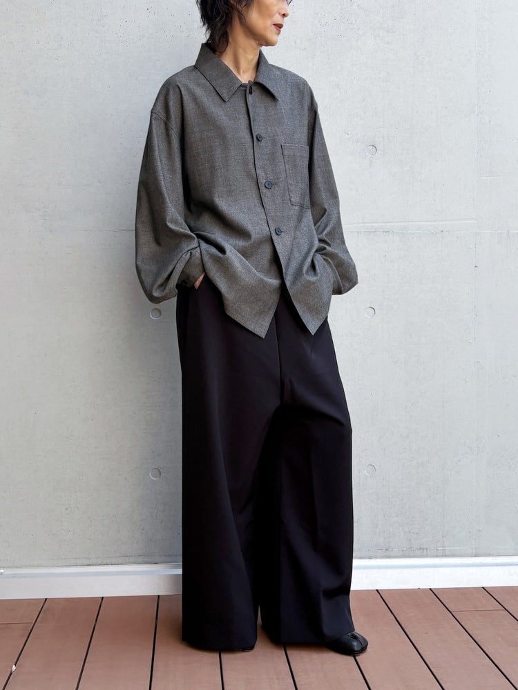 08sircus / Wool viscose chambray over shirt / charcoal / S26AW-SH04