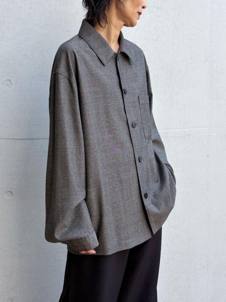 08sircus / Wool viscose chambray over shirt / charcoal / S26AW-SH04