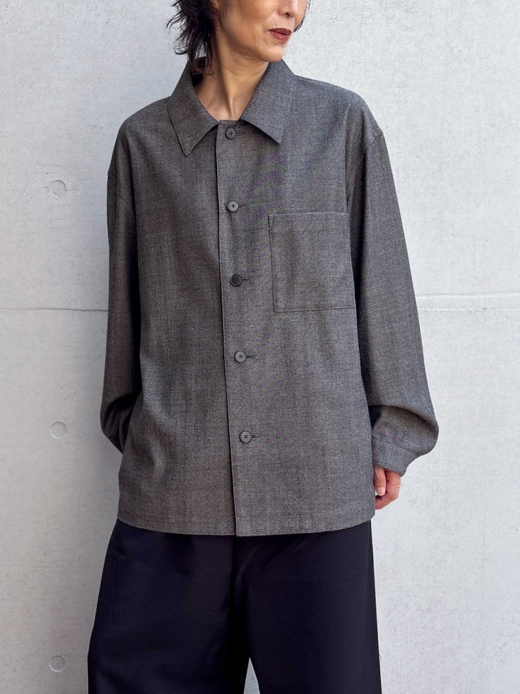 08sircus / Wool viscose chambray over shirt / charcoal / S26AW-SH04