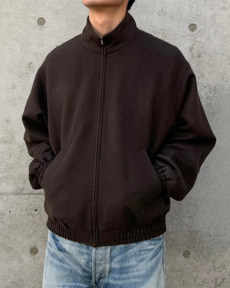 AURALEE / BABY CAMEL FLANNEL ZIP BLOUSON / DARK BROWN / A26AB03BF