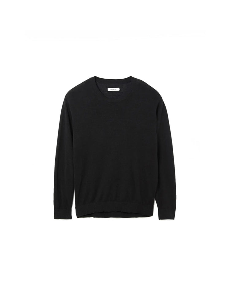 nonnative / OFFICER CREW SWEATER WOOL LINEN YARN / BLACK / NN-K4902