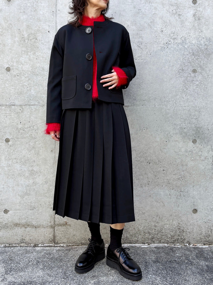 tao / ウールギャバ後染ノーカラージャケット / BLACK / TC-J100-051