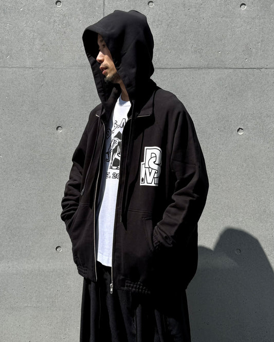 DSM kei ninomiya / Zipped Hoodie Cotton Back Pile Knit / Black / DSM01T005