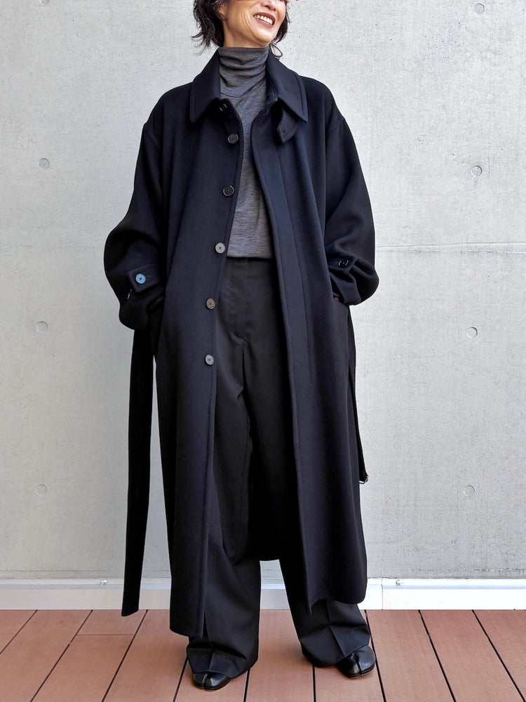 08sircus / Wool double face rever coat / black / S26AW-OT14