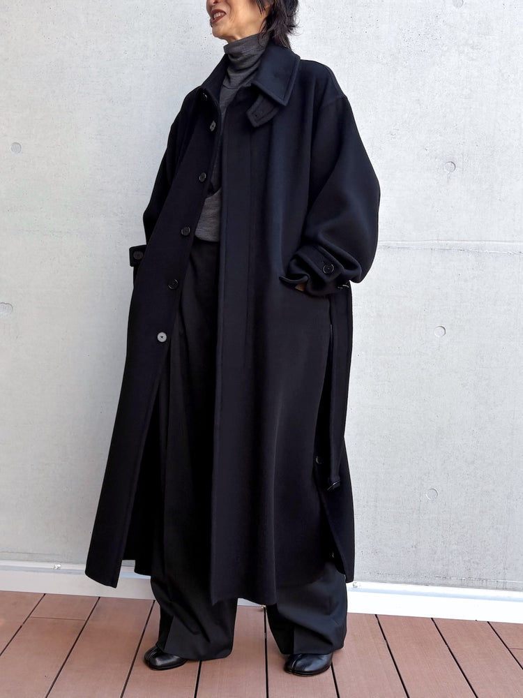 08sircus / Wool double face rever coat / black / S26AW-OT14