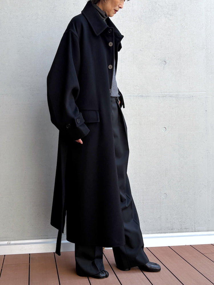 08sircus / Wool double face rever coat / black / S26AW-OT14