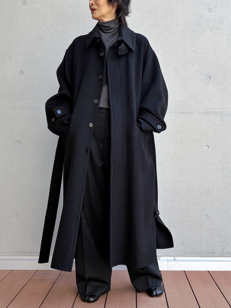 08sircus / Wool double face rever coat / black / S26AW-OT14