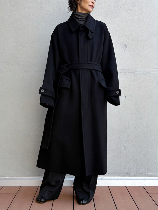 08sircus / Wool double face rever coat / black / S26AW-OT14