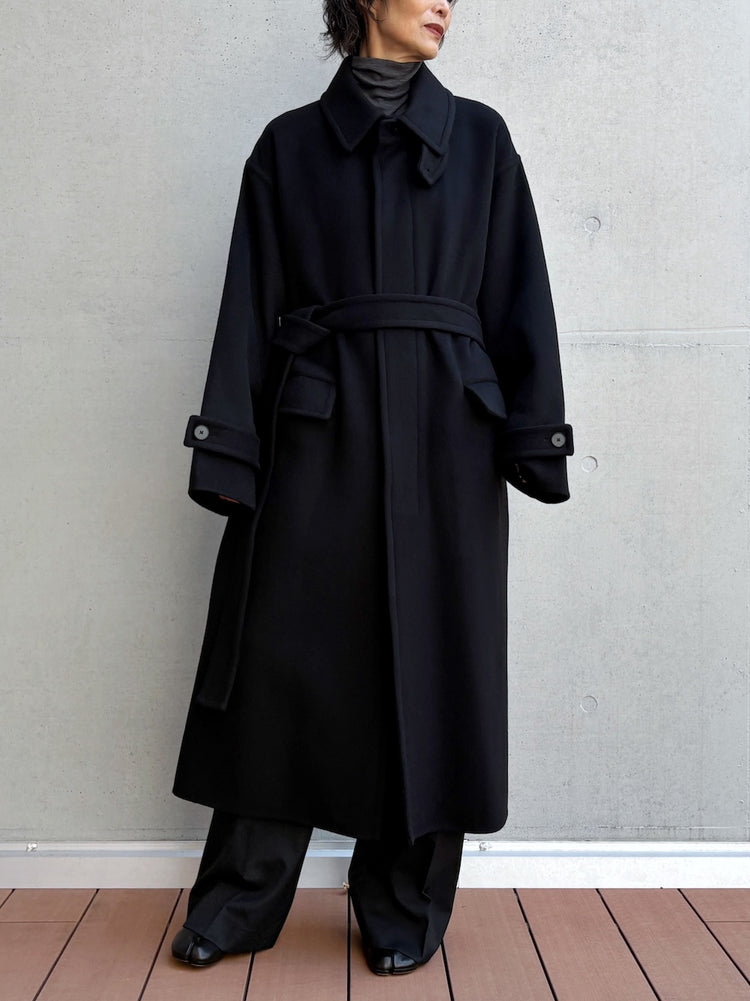 08sircus / Wool double face rever coat / black / S26AW-OT14