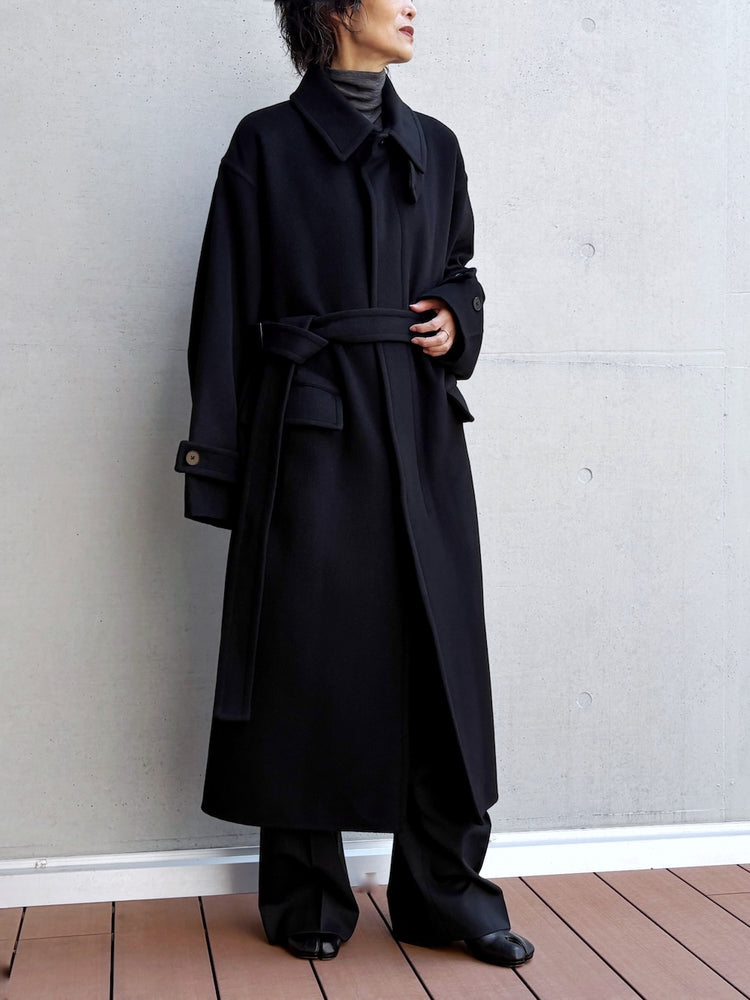 08sircus / Wool double face rever coat / black / S26AW-OT14