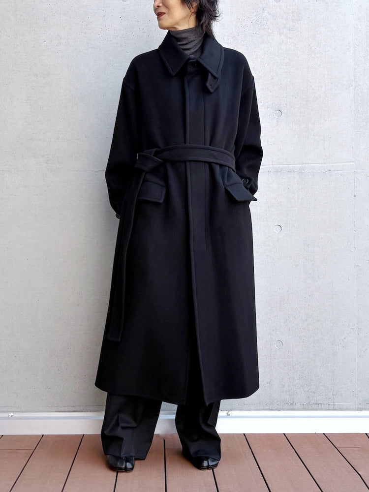 08sircus / Wool double face rever coat / black / S26AW-OT14