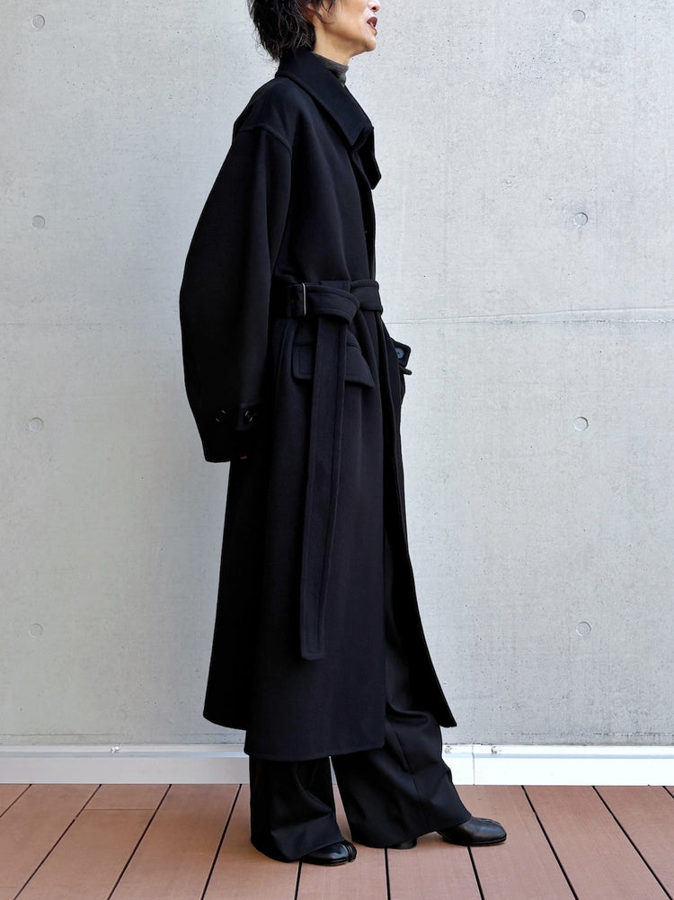 08sircus / Wool double face rever coat / black / S26AW-OT14