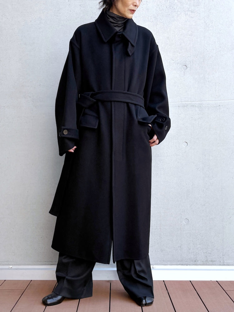 08sircus / Wool double face rever coat / black / S26AW-OT14